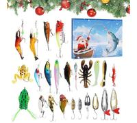 Calendrier de l'Avent - Ensemble d'appâts - Cadeaux de fête de Noël - Accessoires de pêche - Remplisseur de chaussettes de Noël pour jeunes pêcheurs et
