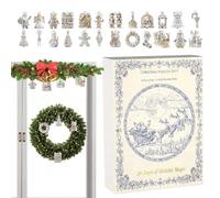 Calendrier de l'Avent - Ensemble de décorations en acrylique 2D, compte à rebours de vacances à motif en porcelaine, activité amusante en famille, décoration d'arbre facile à accrocher, jouets et je