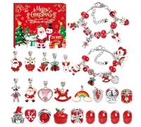 Calendrier de l'Avent et Décompte Bijoux de Noël Kit Bracelet Breloques | 24 Jours de Compte À Rebours Noël Pour Toutes Les Filles Adolescentes Et Femmes Créant
