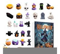 Calendrier de l'Avent Figurines Halloween,Compte à Rebours de 24 Jours pour Fêtes | Figurines Collectionnables Résine Étranges Décor pour Étagre Cheminée Bureau Rebord Fête Maison