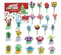 Calendrier de l'Avent Filles lot de 24 Blocs de Construction Succulents et Bouquets pour Enfants Calendrier de l'Avent 24 jours Cadeaux pour enfants Garçons Filles