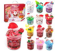 Calendrier de l'Avent Filles Slime 12 packs de slimes sur le thème de Noël et 12 pièces de décoration de slime Calendrier de l'Avent 24 jours Cadeaux pour enfants Garçons Filles