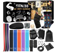 Calendrier de l'Avent Fitness Elastique Sport Fitness Musculation, Cordes à sauter Bandes Resistance Bandes Traction Gants