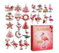 Calendrier de l'Avent Flamant Rose | Compte à Rebours de 24 Jours Noël Calendrier Flamant | Décor Suspendu Plat 2D Souvenir pour Collectionneurs Ados Adultes Famille Amis,Pour Mur Fenêtre Arbre Chemin