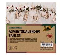 folia 2209 - Calendrier de l'Avent Chiffres, Bois Naturel, 24 Chiffres en Bois à Suspendre