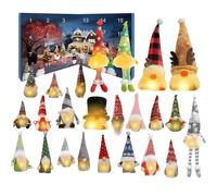Calendrier de l'Avent Gnome 2025, 24 jours de compte à rebours de Noël avec s Gnome lumineuses, décorations uni-que de calendrier de compte à rebours en peluche pour la maison, le bureau