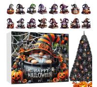 Calendrier de l'Avent Gnome Halloween - Calendrier de l'Avent 2D en Acrylique - Figurines avec 24 Jours Décoration de Bureau Fête Cadeau Adolescents Famille