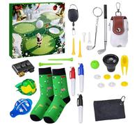 Calendrier de l'Avent Golf 2025 avec 24 accessoires Surprise | Compte à rebours de Noël pour hommes, maris et pères | Comprend des mini bâtons, balles, tees et plus encore pour un festival amusant