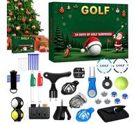 Calendrier de l'Avent Golf 24 jours Compte à rebours Accessoires Cadeaux | Les surprises quotidiennes de golf de 38 x 32 x 5 cm créent une excitation festive pour les hommes, les maris