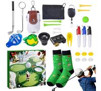 Calendrier de l'Avent Golf - Tissu en métal ABS 31 x 28 x 5,5 cm | Calendrier cadeau de 24 jours avec carte de score de clubs de balles, tees, compte à rebours des vacances, surprise de Noël