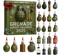 Calendrier de l'Avent Grenades 2025, décorations suspendues en acrylique 2D représentant des grenades, avec 24 grenades miniatures en acrylique 2D d'importance historique (1)