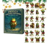 Calendrier De L'Avent Grenouille 2025, Calendrier De Noël 24 Jours, 24 Pendentifs Grenouilles Plats En Acrylique 2D, À Décorer Pour Rétroviseurs, Fenêtres, Sapins Et Portes De Voiture