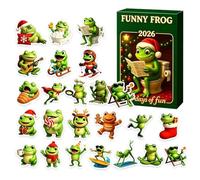 Calendrier de l'Avent Grenouille 24 Jours Figurines Acrylique 2D à | Compte à Rebours jusqu'à Noël 2026 pour Maison Appartement Salon Chambre Bureau Étude Fêtes Petits Cadeaux Chauss