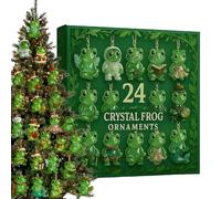 Calendrier de l'Avent grenouille - Calendrier de l'Avent de 24 jours - Décorations de Noël - Figurines amusantes - Calendrier de l'Avent - Grenouilles mignonnes - Calendrier de compte à rebours (vert