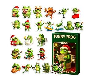 Calendrier de l'Avent Grenouille de Noël 24 Jours en Acrylique 2D | Compte à Rebours des Fêtes 2026 pour Maison Appartement Salon Chambre Bureau Étude Fêtes Petits Cadeaux Chaussettes