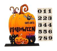 Calendrier de l'Avent Halloween 2023 Calendrier du compte à rebours d'Halloween en bois en forme de citrouille avec 15pcs Numéro pancar