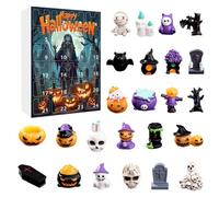 Calendrier de l'Avent Halloween 2025, calendrier compte à rebours Happy Halloween de 24 jours avec 24 mini figurines citrouille, fantôme, crâne (G)