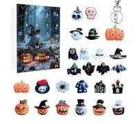 Calendrier de l'Avent Halloween 2025 - Calendrier de l'Avent 24 jours avec figurines effrayantes | Décoration de maison Halloween effrayante pour nappe, étagère, cheminée, rebord de fenêtre