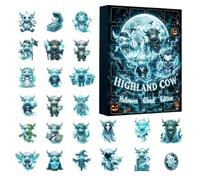 Calendrier de l'Avent Halloween 2D Figurines Acryliques Vaches Gothiques | Ensemble de figurines jouets de 24 jours pour toutes les fêtes à la maison avec les enfants et la famille pour les fêtes et