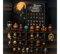 Calendrier de L'avent Halloween 31 Nights of Fright 2025, Boîte de Compte À Rebours Halloween avec Figurines, Poupées en Résine À Exposer Sur Un Bureau, Jouets Mystères 31 days