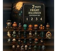 Calendrier de L'avent Halloween 31 Nights of Fright 2025, Boîte de Compte À Rebours Halloween avec Figurines, Poupées en Résine À Exposer Sur Un Bureau, Jouets Mystères 7 days