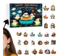 Calendrier De L'Avent Halloween,Calendrier Compte À Rebours De Boucles D'Oreilles Horreur | Figurines Bijoux Acrylique Plat 2D Pour Collectionneuses Décor Maison Fêtes