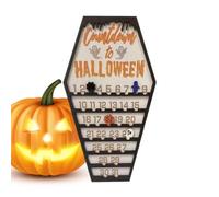 Calendrier de l'Avent Halloween en bois décoratif, décoration de maison, compte à rebours, 30 x 20 cm, panneau avec base stable et chiffres rotatifs, décoration de table pour salon, meuble relevable