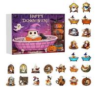 Calendrier de l'Avent Halloween, Pendentif Fantôme Lumineux 2025 Compte à Rebours 24 Jours, Décoration Maison Effrayante Porte Mur Bibliothèque Chambre Fête