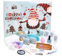 Calendrier de l'Avent - HENRY BRUBAKER - Beauté - 24 produits soins corporels - Accessoires spa - Bleu