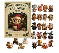 Calendrier de l'Avent Hibou 24 jours Calendrier de Noël Compte à rebours | Boîte aveugle avec mini figurines de hibou pour les amateurs d'oiseaux