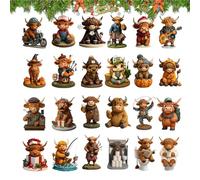 Calendrier de l'Avent Highland Cattle - Statue De 3D Décoration De La Maison - Compte À Rebours De Noël De 24 Jours | Pour Adultes Séjour Chambre Cuisine Vacances Fête D'anniversaire