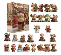 Calendrier De L'avent Highland Cow 2025 - Décor De Noël En Acrylique 2D Pendentif, 24 DéCorations De Calendrier Ornement Vache Des Highlands Pour Fêtes,Pour Vaches Mur Fenêtre