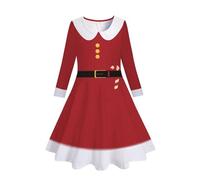 Calendrier de l'Avent Histoires Enfant Bébé Fille Printemps Imprimé Noël Manches Longues Princesse Robe Bébé N Roll Fille, Rose, 4-5 ans