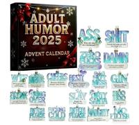 Calendrier de l'Avent humour pour adulte 2025, calendrier de compte à rebours avec 24 décorations de Noël en acrylique 2D, ornement à suspendre au sapin de Noël coquin, cadeaux farces pour adultes