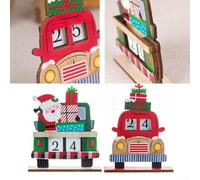 Calendrier de l'Avent interactif en bois avec élément amusant en forme de voiture pour s'amuser en famille (rouge)