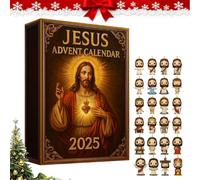 Calendrier de l'Avent Jésus 2025, calendrier de l'Avent 2025 avec 24 figurines de Jésus différentes pour décorations de sapin de Noël, compte à rebours chrétien pour les familles