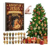 Calendrier de l'Avent Jésus 2025, calendrier de Noël 24 jours, 24 figurines de Jésus pour sapin de Noël, crèche religieuse chrétienne de la Nativité biblique, cadeau pour les croyants