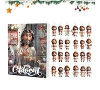 Calendrier de l'Avent Jésus - Décoration en Acrylique 2D à Thème Religieux Chrétien avec Jésus - Calendrier de l'Avent de Compte à Rebours de Noël 24 Jours sur la Foi avec Ornements de Sapin,Pour Rétr