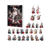 Calendrier de l'Avent Jouet de Noël - Calendrier de Compte à Rebours 24 Jours avec Pendentif Chat en Acrylique pour Enfant - Pendentif Mignon de Noël pour Fille Garçon Ami