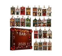 Calendrier de l'Avent jouet - Pendentif 24 jours en acrylique 2D - Construction de Noël - Compte à rebours décoratif - Pour enfants et adolescents - Porte entrée, fenêtre, bureau, voiture, couronnes