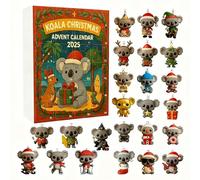 Calendrier de l'Avent Koala 2025, Compte à Rebours de Noël de 24 Jours Adorables Décorations Koala, Décorations de Noël en Acrylique 2D à Suspendre pour Enfants Familles, les Amoureux des Animaux