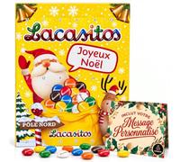 Calendrier de l'Avent Lacasitos 2026 + Carte Dédicace Cia&Co | 24 fenêtres de dragées au chocolat au lait, 72 g, sans gluten + carte personnalisée · cadeau adultes et enfants
