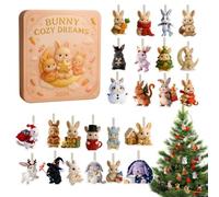 Calendrier de l'Avent lapin 2D en acrylique 24 jours | Compte à rebours 2026 Bunny Collectibles pour enfants, Noël, vacances, fête, maison, appartement, salon, chambre à coucher