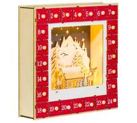 Calendrier de l'Avent LED - HOMCOM - 24 tiroirs à remplir - décoration lumineuse, villages, montagnes, forêts - rouge