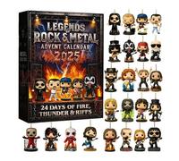 Calendrier de l'Avent Légendes du Rock & Metal 2025 - Calendrier de Compte à Rebours de 24 Jours avec Figurines 2D d'Iconiques Personnages Musicaux, Idéal pour Halloween et Noël, Cadeaux pour les Fans