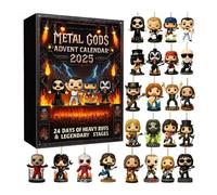 Calendrier de l'Avent Légendes du Rock & Metal 2025 - Calendrier de Compte à Rebours de 24 Jours avec Figurines 2D d'Icônes Musicales, Idéal pour Halloween et Noël, Cadeaux pour les Fans de Rock