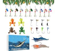 Calendrier de l'Avent Leurre de Pêche | Coffre d'Accessoires de Pêche - Leurres Poissons Multi-articulés pour Salée Rivière Étang - Adolescents Père Débutants