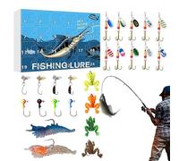 Calendrier de l'Avent Leurres de Pêche,Matériel de Pêche - Cadeau Appâts Leurres pour Hommes Pères Maris Adolescents Garçons
