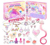 Calendrier de l'Avent Licorne 2024 Calendrier Maquillage Fille Calendrier de l'Avent Fille Calendrier de l'Avent Enfant Bijoux, Cadeaux Surprise 24 - Ombre Paupières Bracelet Bijoux Sacs Sirène