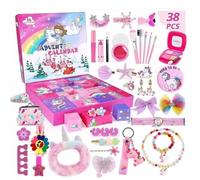Calendrier de l'Avent Licorne 2025 pour filles - Coffret compte à rebours de Noël 24 jours avec bijoux, bracelets et accessoires pour cheveux | Cadeau magique pour les fêtes (03)